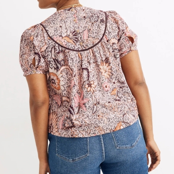 Madewell Yoked Puff Sleeves Top In Ball Bloom - Picture 3 of 10